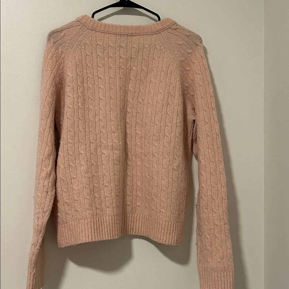 J Crew Wool Blend Pink Wool Blend Button Sweater Size Medium